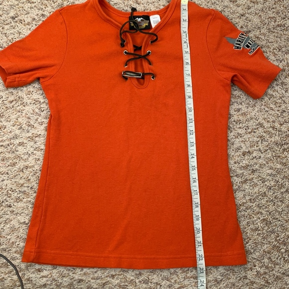 Harley Davidson Orange Ribbed Top - Picture 7 of 8